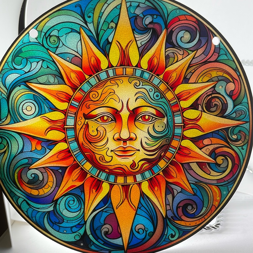 Suncatcher Acrylic Sun Faux Stained Glass 6” Home Garden Cabin Decor